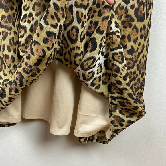 Maurices Midi Dress 0 Plus Leopard Animal Print V-Neck A-Line Sleeveless - Picture 4 of 11